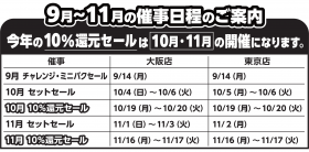 10%還元セール 催事日程のご案内